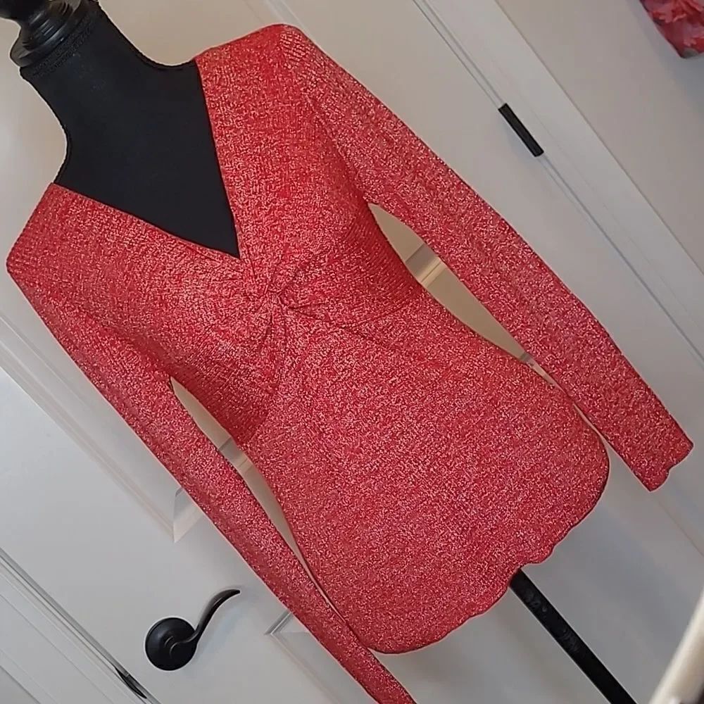 No Boundaries Red Sweater with Gold Thread